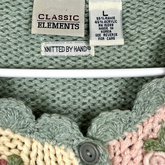 Vintage 80's Classic Elements Hand Knitted Floral Cottagecore Cardigan Like New! - Picture 10 of 12